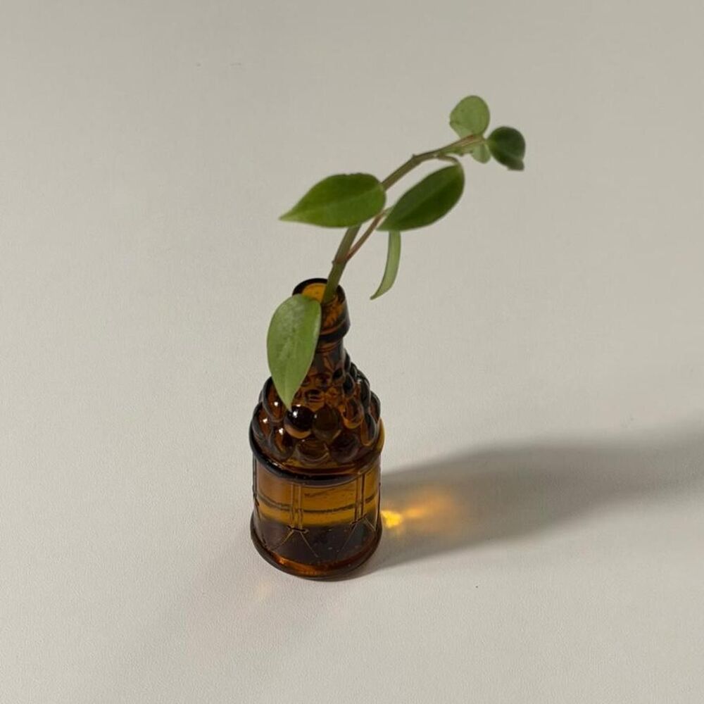 Vintage 1970s amber glass bottle